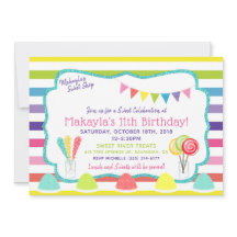 Candy Party Sweet Shop Födelsedagsfest inbjudan