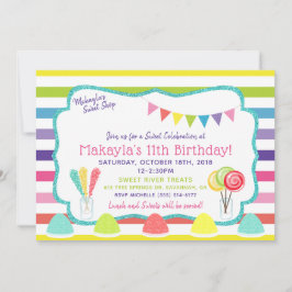 Candy Party Sweet Shop Födelsedagsfest inbjudan