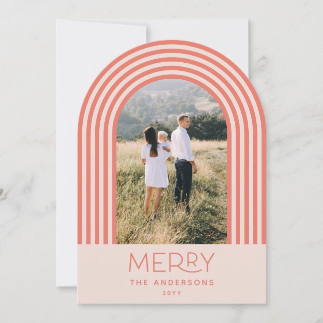 Candy pastel rosa rand regnbåge 1 bild jul inbjudningar (Framsida)