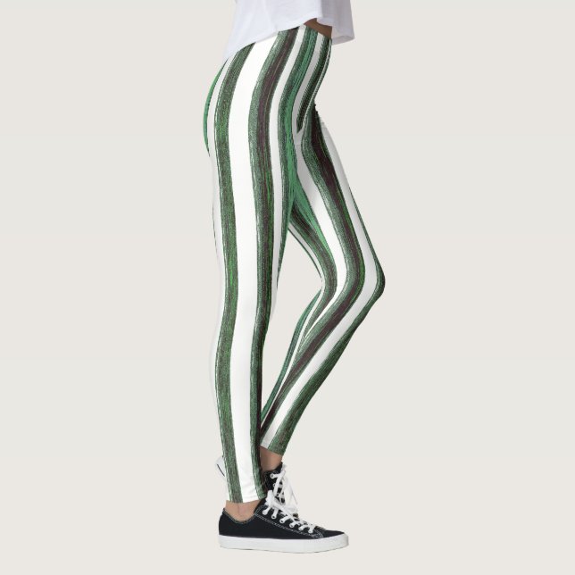 Candy Peppermynt Grönt Lodrät Rand Leggings (Höger)