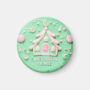 Candy/Pnk Gingerbröd House Magnet