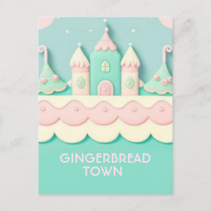Candy/Pnk Gingerbröd House - Postcard Vykort