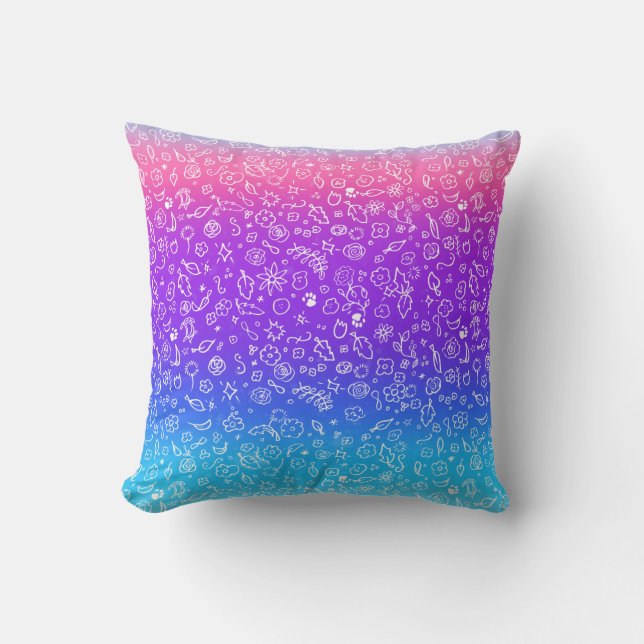 Candy Pop Blommigt Doodle Art Dekorativ kudde (Framsida)
