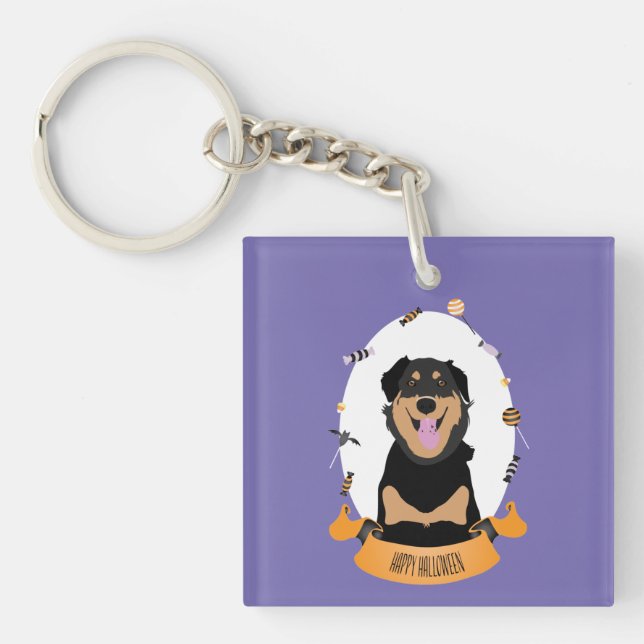 Candy Porträtt Rottweiler Hund Orange Lila (Framsidan)