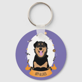 Candy Porträtt Rottweiler Hund Orange Lila Nyckelring