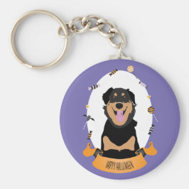 Candy Porträtt Rottweiler Hund Orange Lila Nyckelring