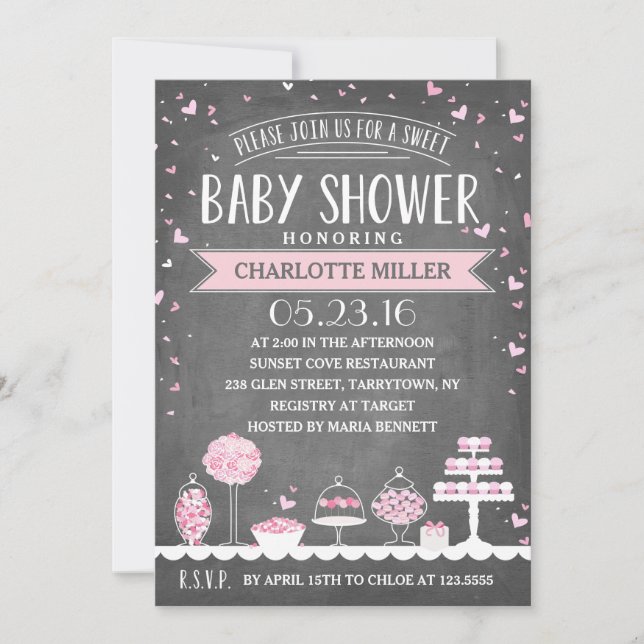 Candy Pub | Baby Shower Inbjudningar (Framsida)