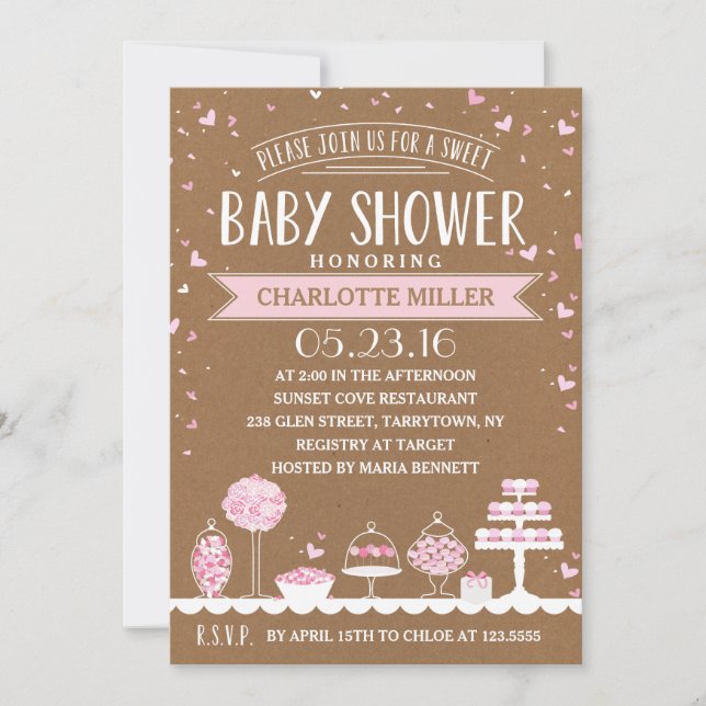 Candy Pub | Baby Shower Inbjudningar (Framsida)
