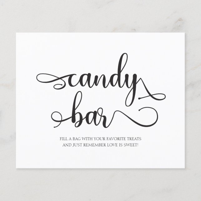 Candy Pub Black and White Minimalist Bröllop Sign (Framsida)