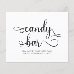 Candy Pub Black and White Minimalist Bröllop Sign