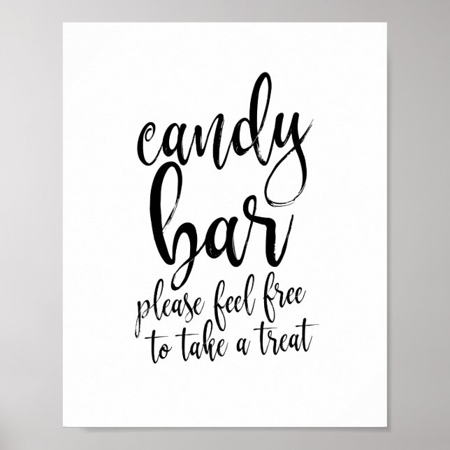 Candy Pub Black and White Script 8x10 Bröllop Sign Poster (Framsidan)