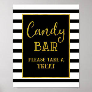Candy Pub Bröllop eller Shower Sign Guld Black Ran Poster