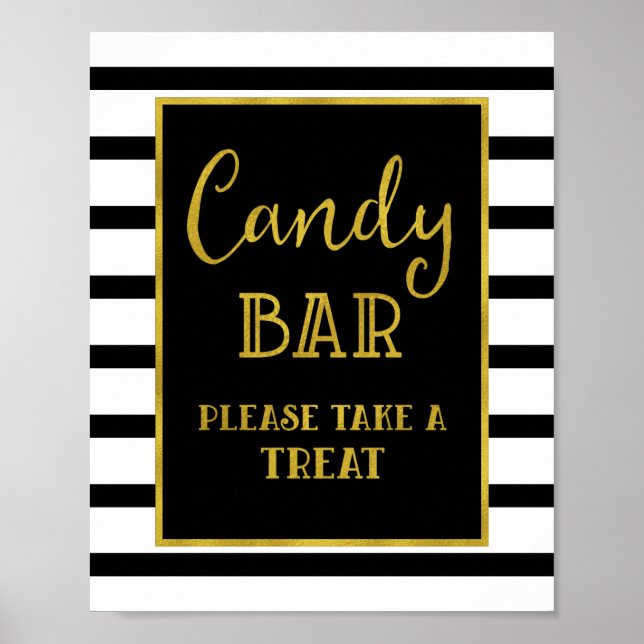Candy Pub Bröllop eller Shower Sign Guld Black Ran Poster (Framsidan)