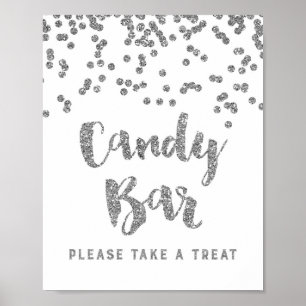 Candy Pub Bröllop eller Shower Sign Silver Confett Poster