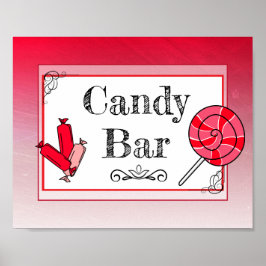 Candy Pub Bröllop Red Sign Poster
