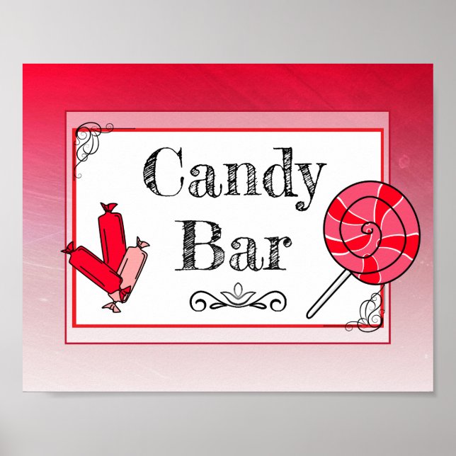 Candy Pub Bröllop Red Sign Poster (Framsidan)