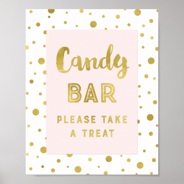 Candy Pub Bröllop Rosa Guld Rand Poster (Framsidan)