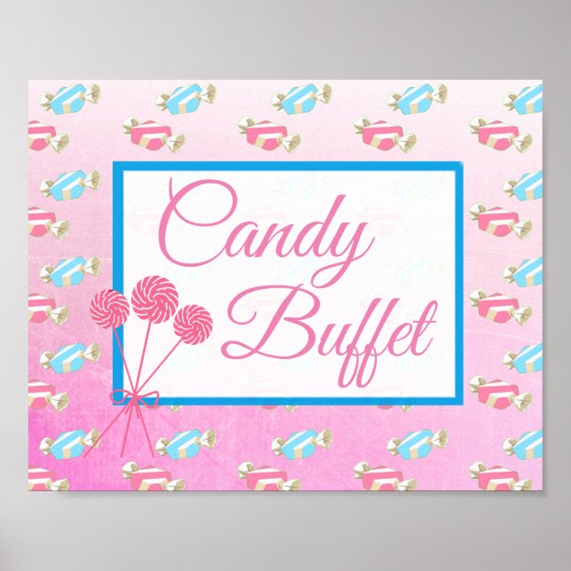 Candy Pub Bröllop Rosa och Blue Sign Poster (Framsidan)