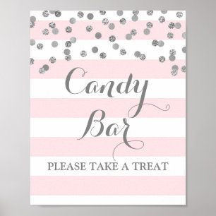 Candy Pub Bröllop-Rosa  Rand Silver Poster