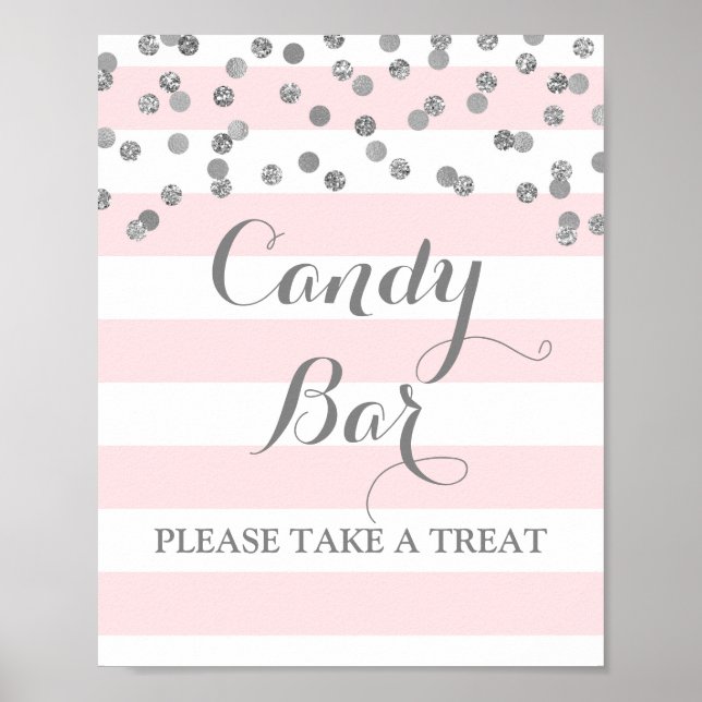 Candy Pub Bröllop-Rosa  Rand Silver Poster (Framsidan)