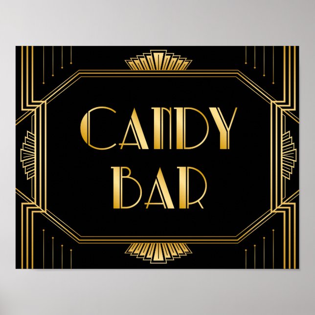 Candy Pub Bröllop Sign | Gatsby Art Deco Poster (Framsidan)