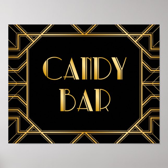Candy Pub Bröllop Sign | Gatsby Art Deco Poster (Framsidan)