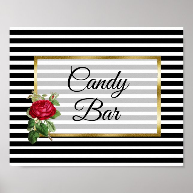 Candy Pub Bröllop Sign Röd ros poster (Framsidan)