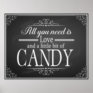 Candy Pub bröllop-skylt, svart tavla Poster