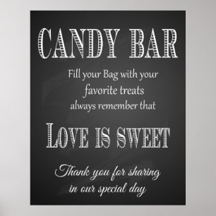 Candy Pub bröllop-tryckkrita - svarta tavla Poster