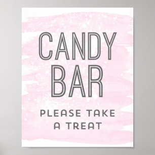 Candy Pub Bröllop undertecknar  Rosa Watercolor Poster