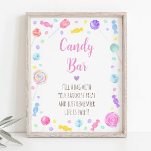 Candy Pub Lollipop Sweet Shop Birthday-tecken Poster