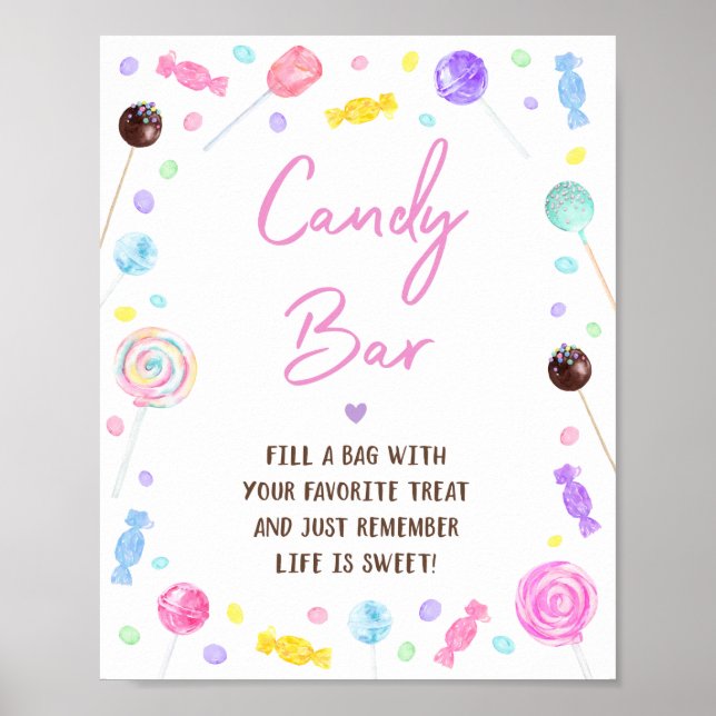 Candy Pub Lollipop Sweet Shop Birthday-tecken Poster (Framsidan)