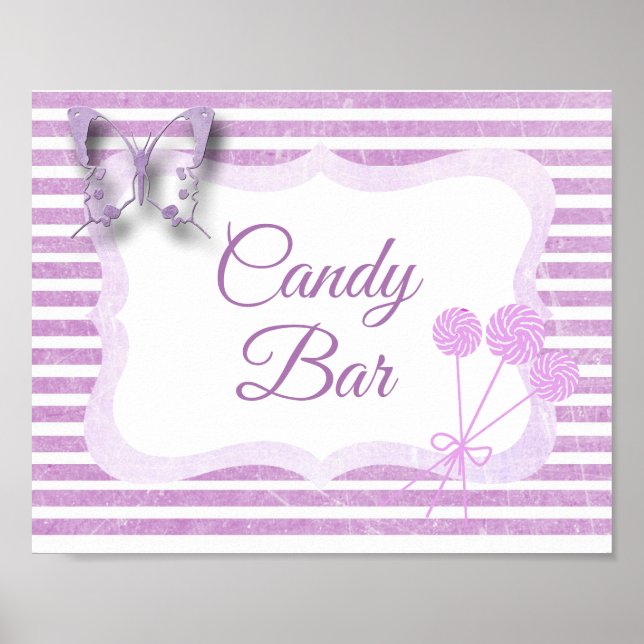 Candy Pub Sign Lila Butterfly Poster (Framsidan)