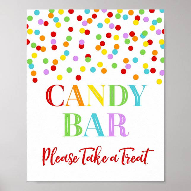 Candy Pub Sign Rainbow Confetti Poster (Framsidan)