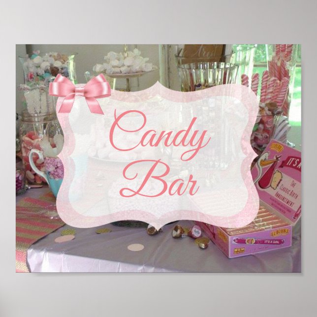 Candy Pub Sign Rosa Baby Shower Poster  (Framsidan)