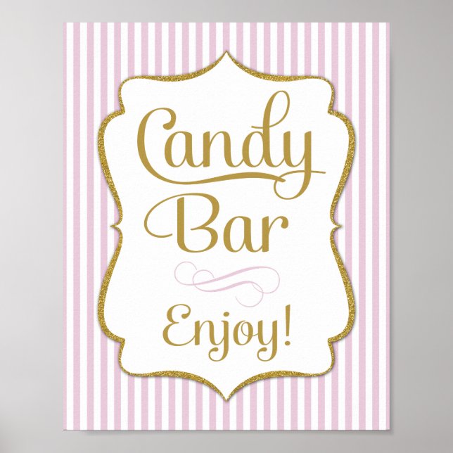 Candy Pub Sign Rosa Guld Buffet Poster (Framsidan)