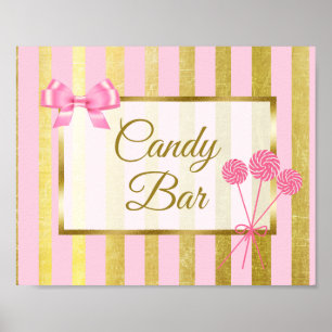 Candy Pub Sign Rosa & Guld Poster
