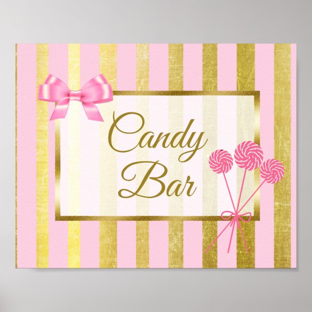 Candy Pub Sign Rosa & Guld Poster (Framsidan)