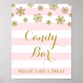 Candy Pub Sign Rosa Rand Guld Snö Poster