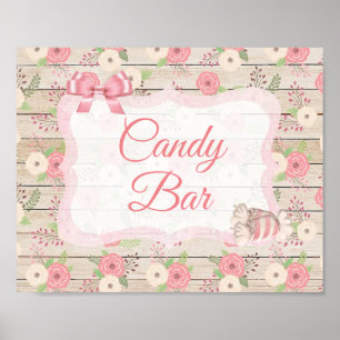 Candy Pub Sign Rosa Rustic Wood Blommigt Poster