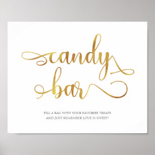 Candy Pub simple guld elegant bröllop Sign Poster