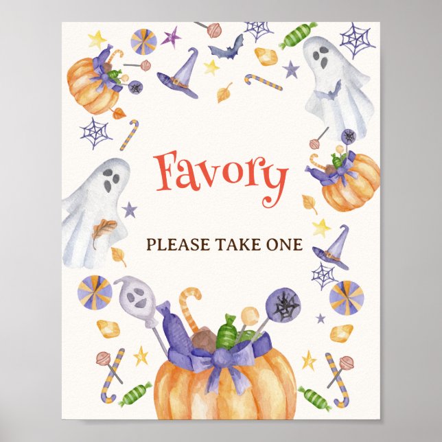 Candy Pumpkin Spöken Halloween Baby-favoritskylt Poster (Framsidan)