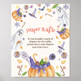 Candy Pumpkin Spöken Halloween Diaper Raffle Sign Poster