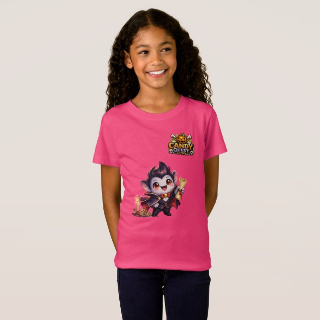Candy Quest App Rosa Tjejer 'Fang' T Shirt (Hel framsida)