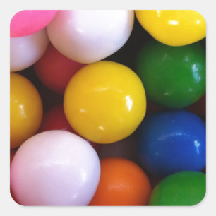Candy rainbow gum bollar fyrkantigt klistermärke
