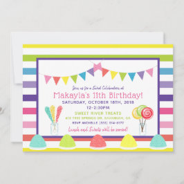 Candy Rainbow Rand Födelsedagsfest inbjudan