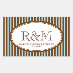 Candy rand blue Classic monogram favör försegling Rektangulärt Klistermärke