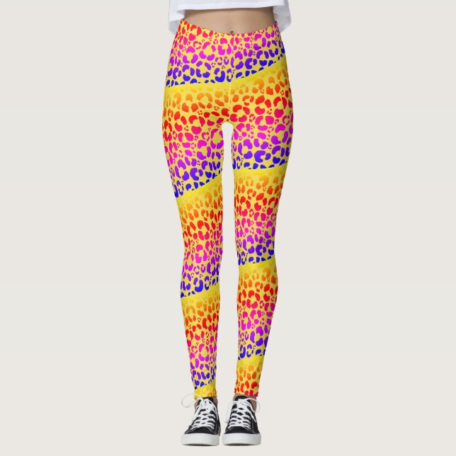 Candy Rand Leopard Skriv ut Leggings (Framsida)