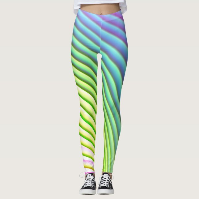 Candy Rand Pastel Rainbow Bright Lycklig Färg Leggings (Framsida)