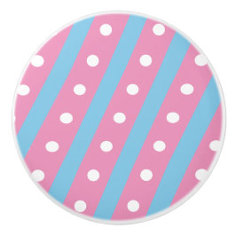 Candy Rand & Polka Dot Ceramic Knob (Rosa och blåt Knopp